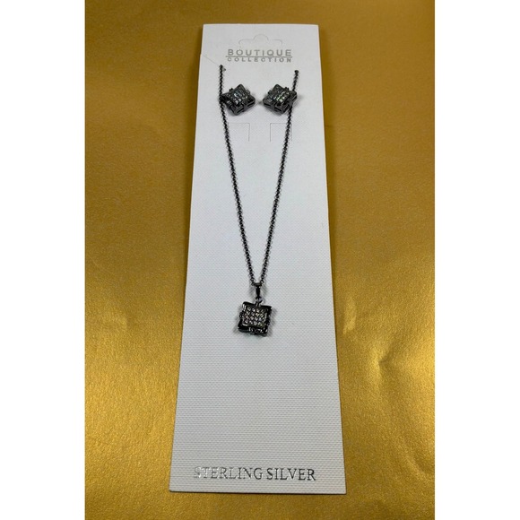 Sterling Silver Marcasite Style Necklace and Matching Earring Set - Picture 3 of 3